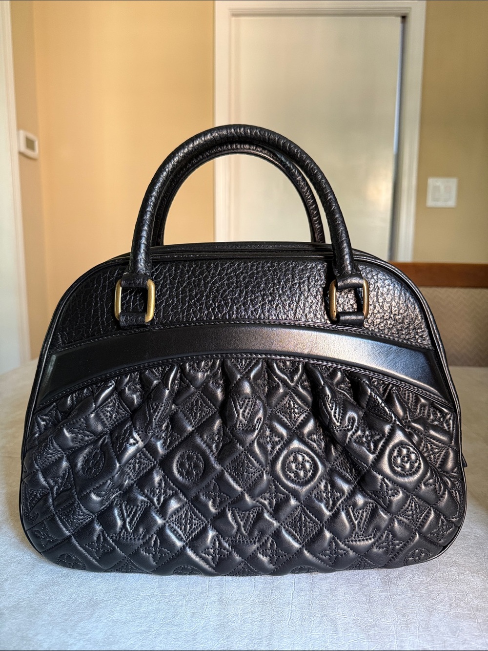 Louis Vuitton Black Quilted Monogram Top Handle Satchel - Picture 4 of 14